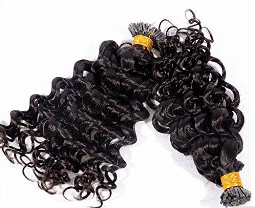 RemeeHi Remeehi 0.5g/strand 50g Brazilian I Tip Curly Virgn Human Hair Extensions Deep Curly I Stick Tip Pre-Bonded Hair Extensions (30" 27#)