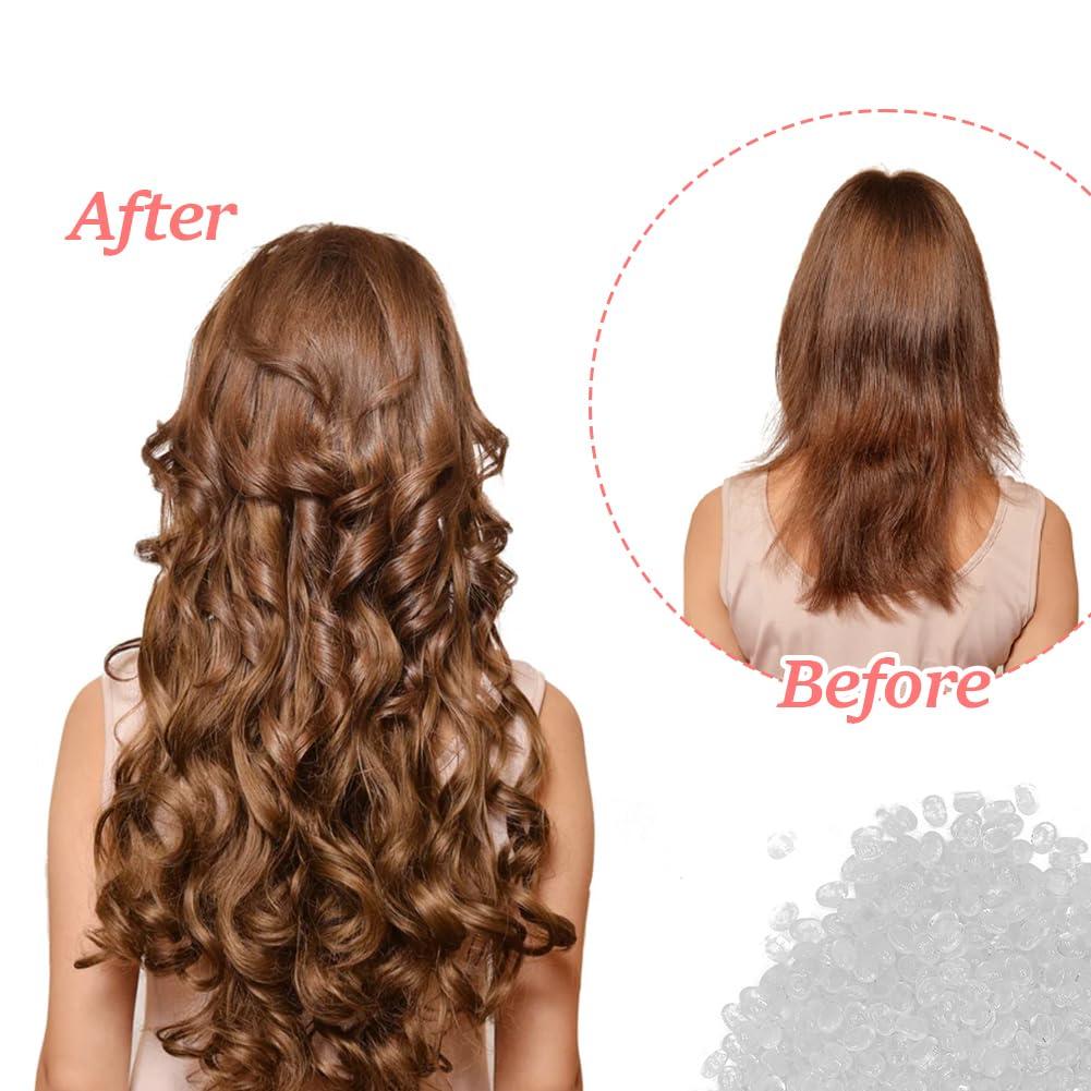 Joyzan Joyzan Hair Extension Granule, Fusions Keratin Pellets Bead Hairing Extensions Granules Hot Melt Grain Making Nail Design Wig Glue Tip Rebond Bead Flat Tool Accessory Total 100g 2 Bottle DIY Accessory