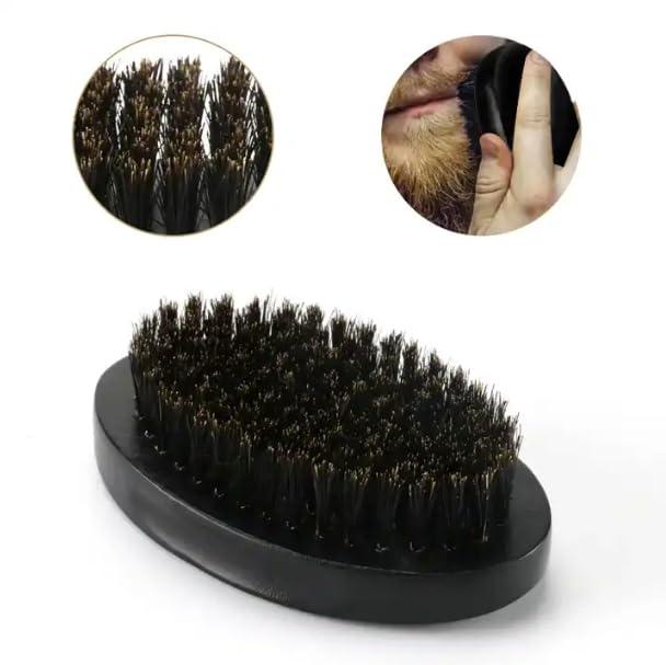 TOPMED ETS Portable Black Soft Bristle Hair Beard Brush and Comb Set