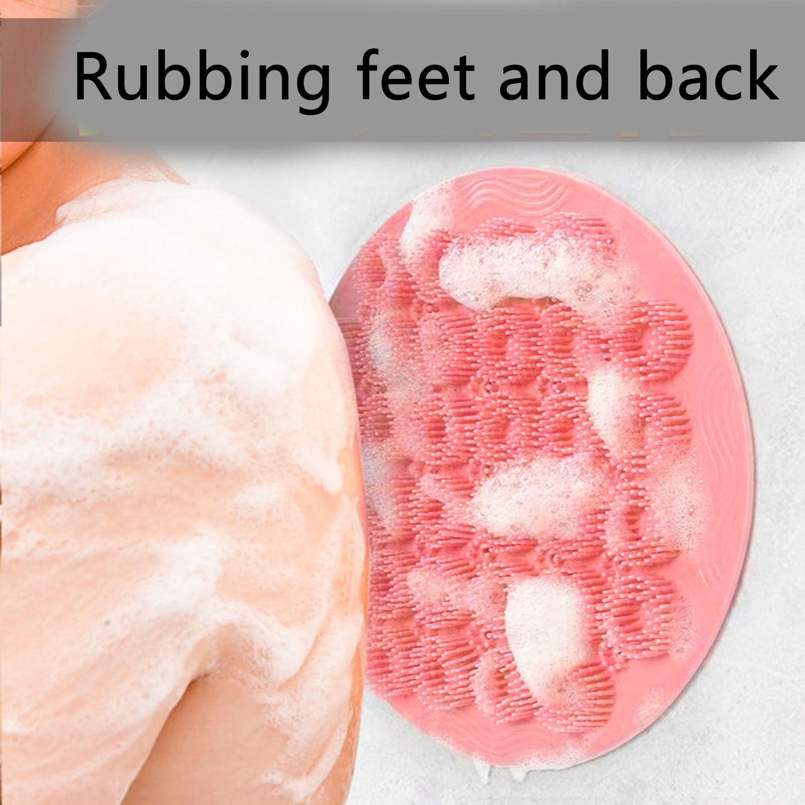 Generic Shower Foot & Back Scrubber, Massage Pad, 2024 New Wall Mounted Back Scrubber, Silicone Bath Massage Cushion Brush with Suction Cups, Bathroom Wash Foot Mat Exfoliating Dead Skin Foot Brush (Red)