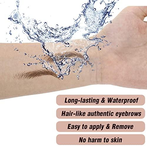 Beyony 8 Sheets Eyebrow Tattoo Stickers, 4D Hair-like Authentic Eyebrows, Brown Imitation Ecological Lazy Natural Tattoo Eyebrow Stickers Waterproof for Woman Makeup Tool for Woman 88 Pairs (Classic Pattern)