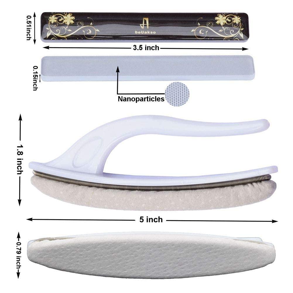 beUakso Premium Upgrade Nano Glass Nail File and Chamois Nail Buffers for Acrylic Nails / All in One Step / beUakso Natural Nail Buffer and Shine Kit