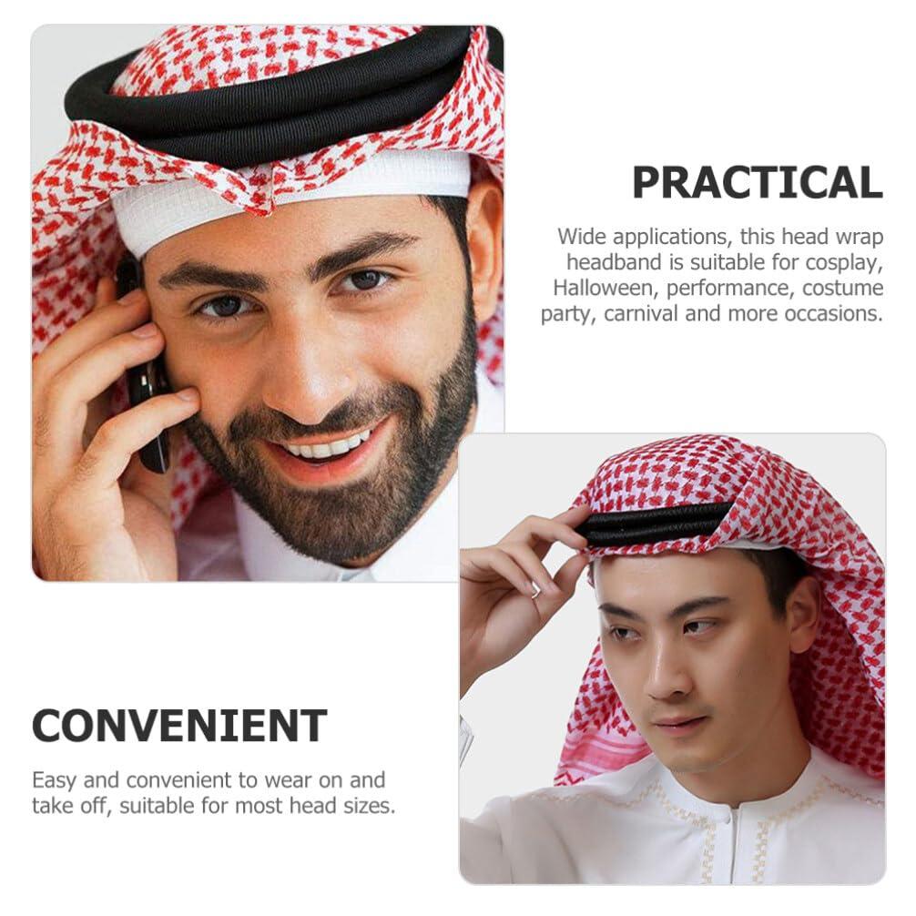 SEWACC SEWACC Mens Bandanas Arab Rope, 54cm Arab Keffiyehs Scarf Wrap Muslim Headscarf Headband Suit Shemagh Desert Prince Head Wrap Scarf Headpiece Turbante Arabe Para Hombre A