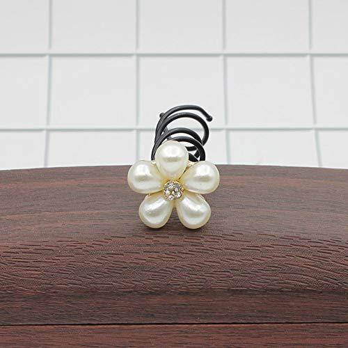 Suoirblss 5PCS Imitation Pearl Spiral Twist Screw Hair Pins Rhinestone Flower Hair Clips Spiral Bobby Pins Hair Bun Styling Tool Hair Accessories for Women Lady (A#)