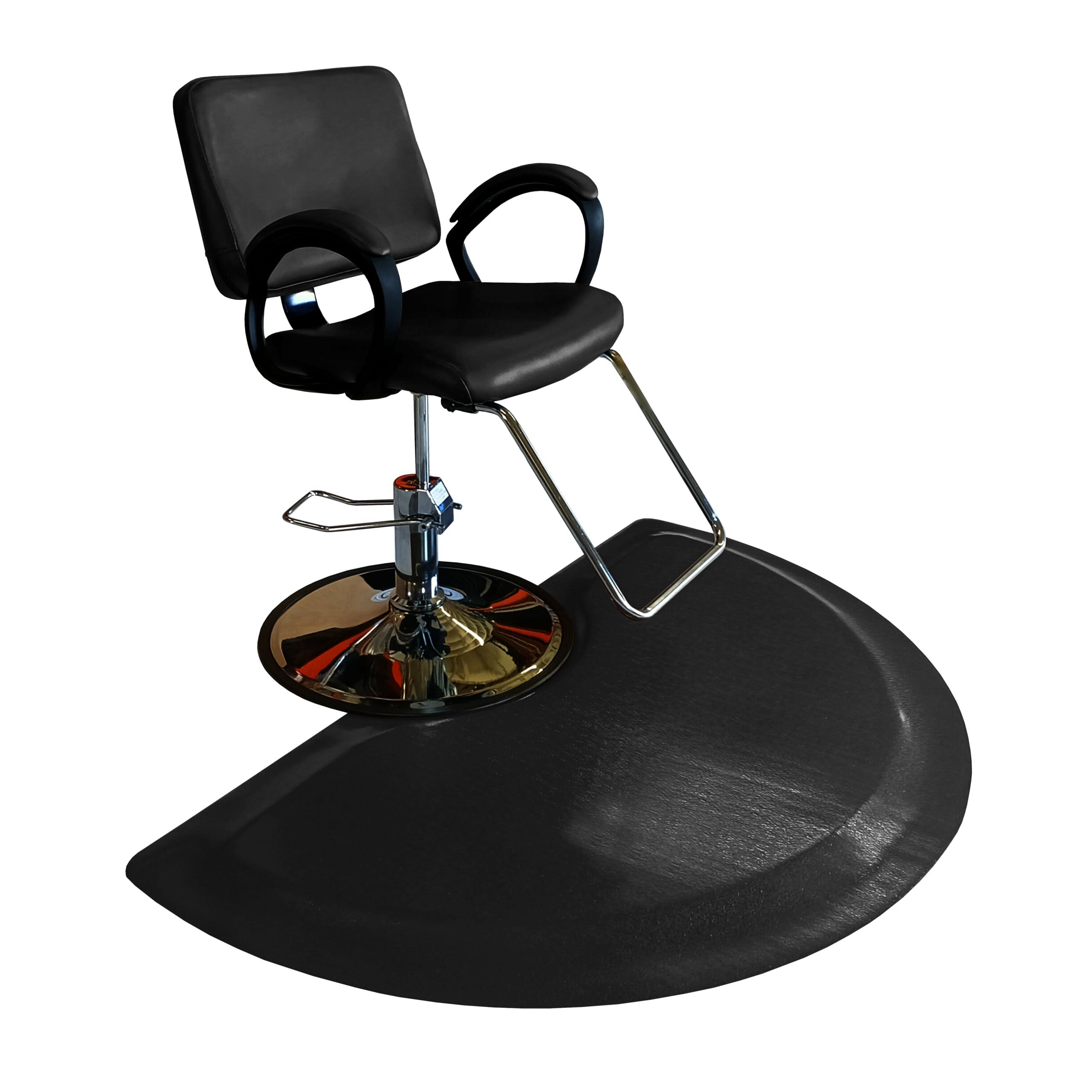 Rhino Mats Rhino Mats-Rhino Hide Salon Mat 3\' x 4\' in Semi-Circle and Rectangle, 1/2\'\' and 7/8\'\' Thick (Black 1/2\'\' Thick, Semi Circle)