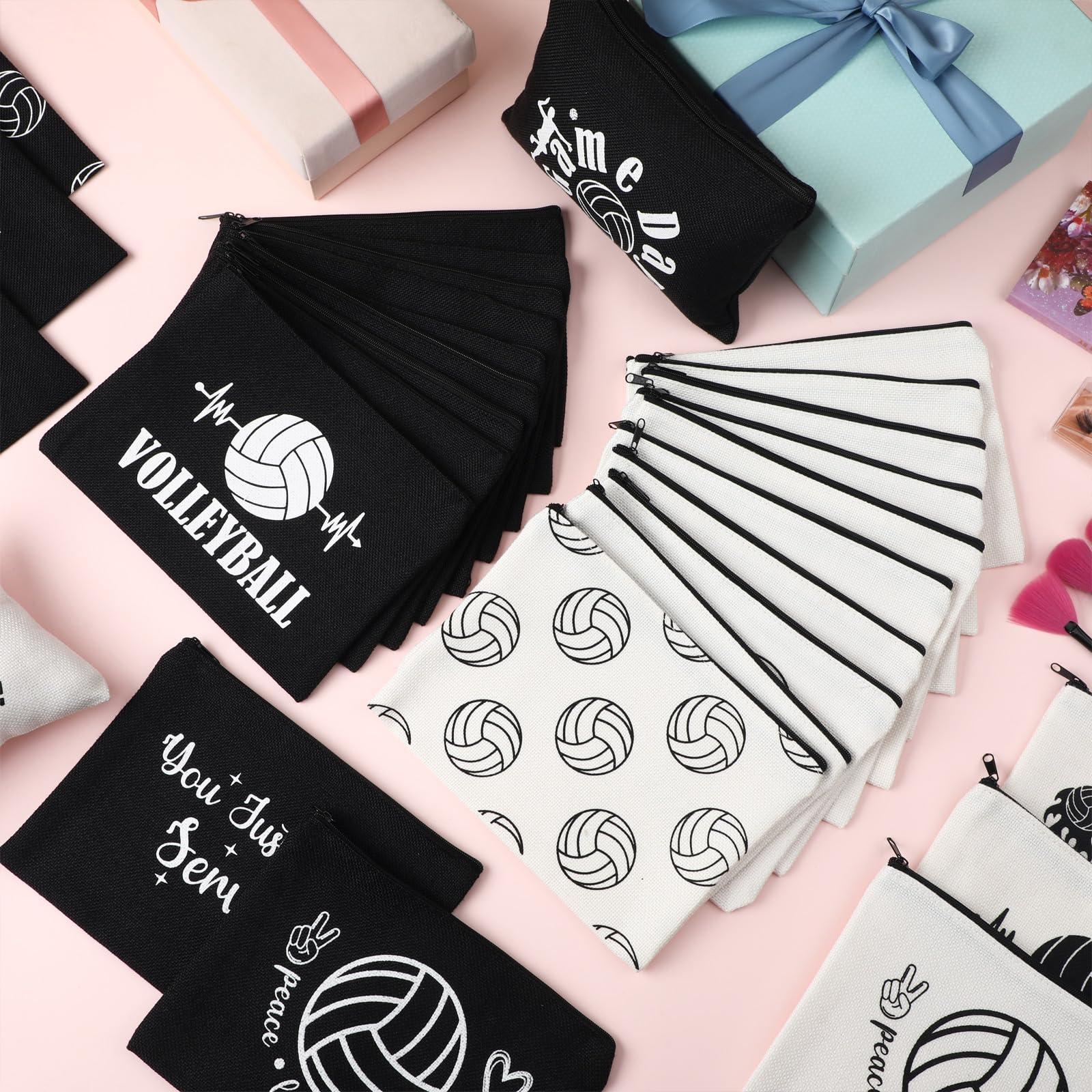 Irenare Irenare 30 Pcs Volleyball Cosmetic Bag Gifts for Women Stuff Volleyball Players Teams Travel Pouch Canvas Makeup Bags for Team Gifts(Black, White,Volleyball)