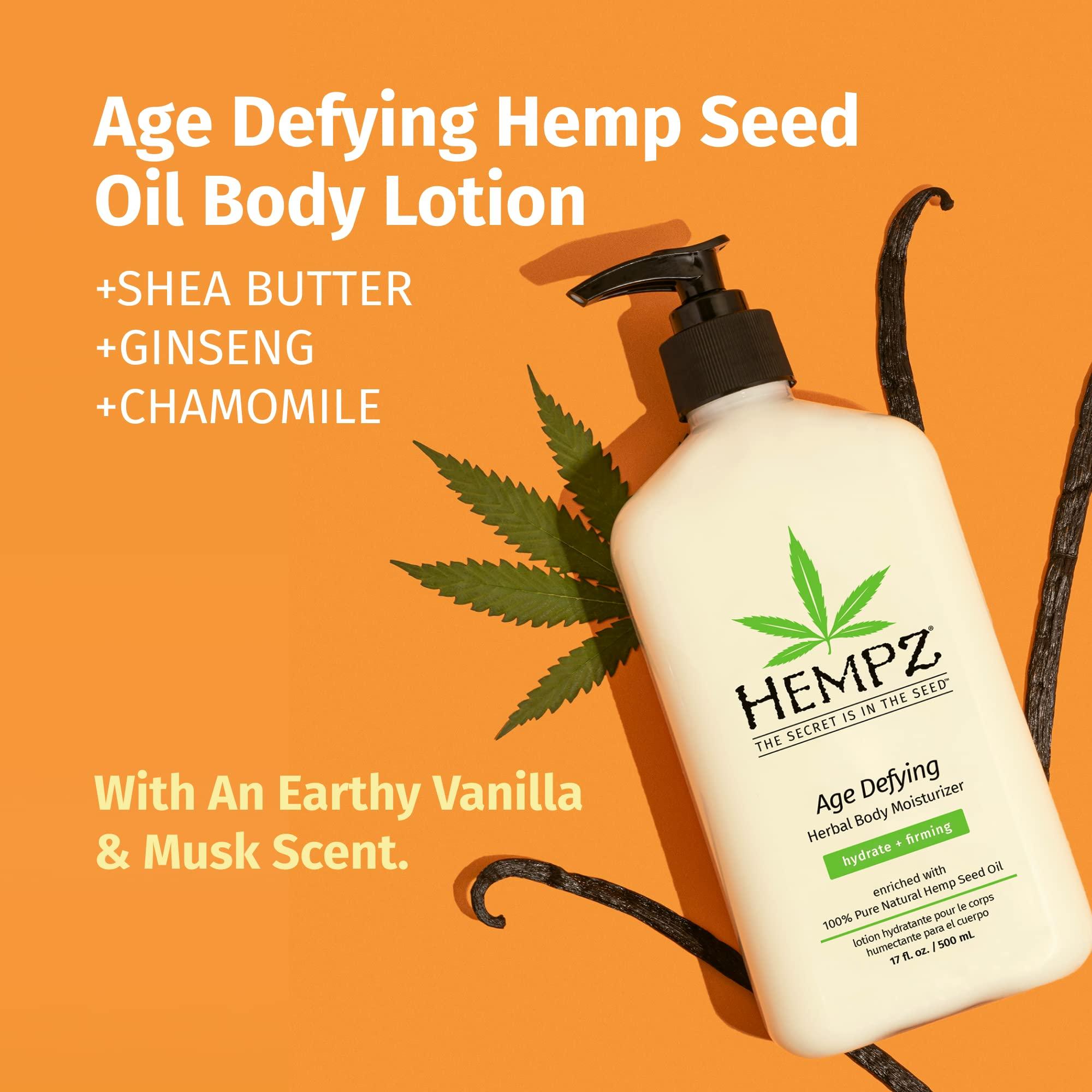 Hempz Hempz Age-Defy Body and Hand Lotion for Dry Skin, for Cracked & Crepey Skin, Quick Absorption Moisturizer, Large 17 oz
