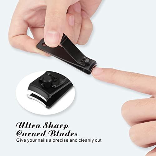 Tomata Tomata Nail Clippers Set for Thick Nails - Fingernail Clippers with File, Ultra Sharp Cutter for Ingrown Toenail Clippers (Black)