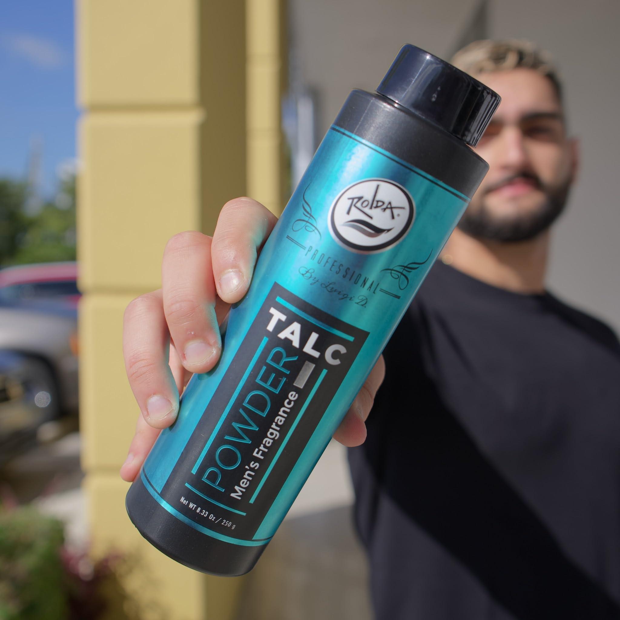 Rolda Rolda Men\'s Barber Talc Powder - White Talcum Powder After-Shave Solution is Highly Absorbent and Provides A Fresh, Clean Feeling After Every Shave, Helping to Calm Itchy Skin and Prevent Irritation