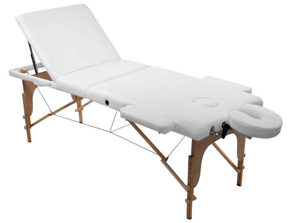 SKINACT SKINACT Portable Massage Table with Reclineable Back (White)
