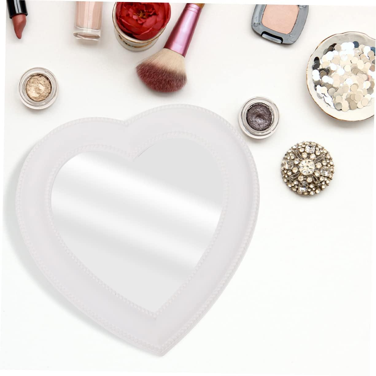minkissy minkissy Desk Standing Makeup Mirror Set 2pcs Heart Shaped Vanity Mirrors for Women Mirror Surface
