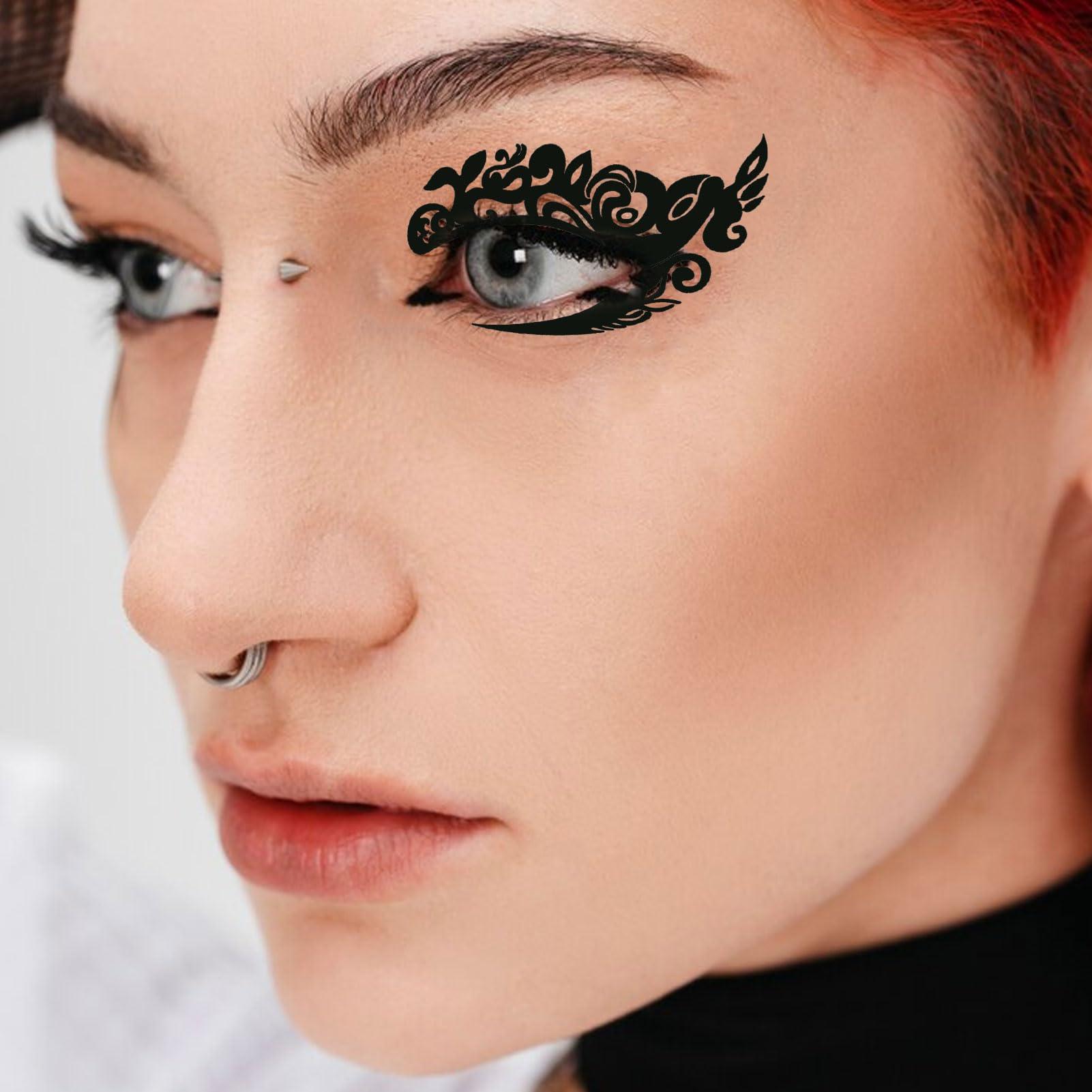 NICENEEDED NICENEEDED 10 PCS Temporary Eye Tattoo Stickers, Masquerade Eyes Makeup Transfer Decals, Waterproof EyeShadow Eyeliner Sticker for Cosplay Party Eyes Decoration