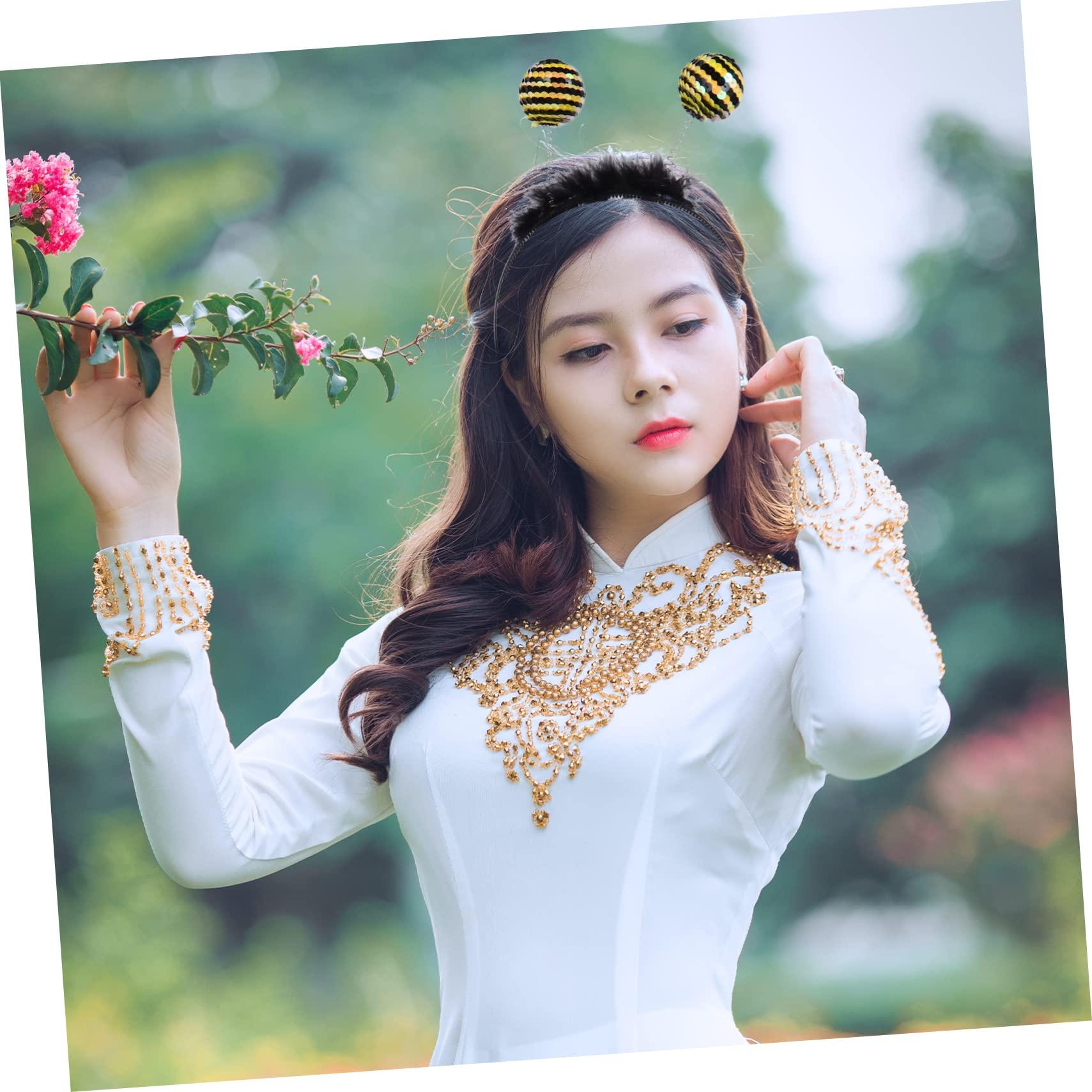 KALLORY 3pcs Bee Sequin Headband Headbands for Women Black Scrunchies Black Childrens Antenna Headbands Tentacle Hair Hoop Bee Costume Adult Antenna Hairbands Bee Sequins Headwear