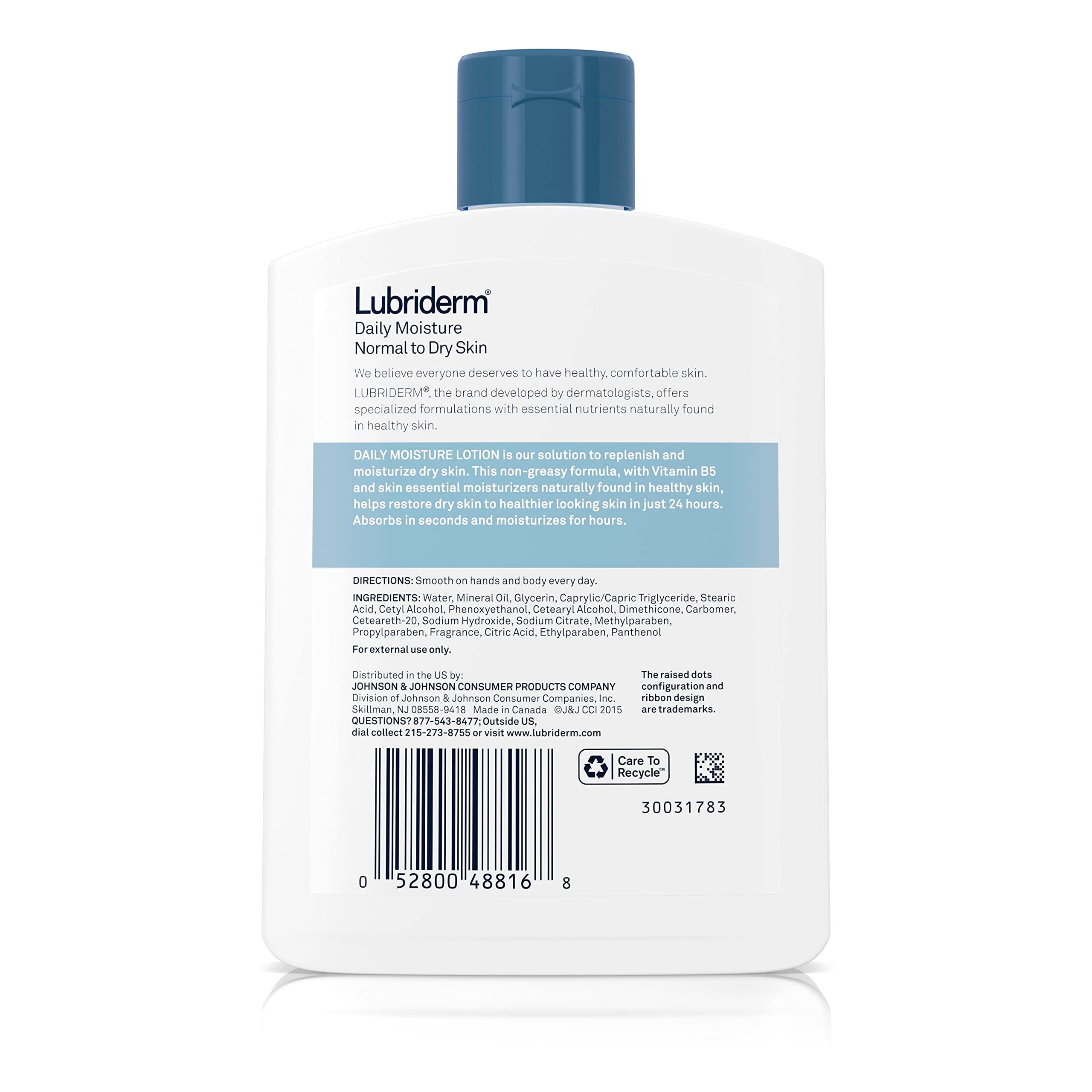 Lubriderm Lubriderm Daily Moisture Hydrating Body and Hand Lotion To Help Moisturize Dry Skin with Pro-Vitamin B5 For Healthy-Looking Skin, Non-Greasy, 6 fl. oz