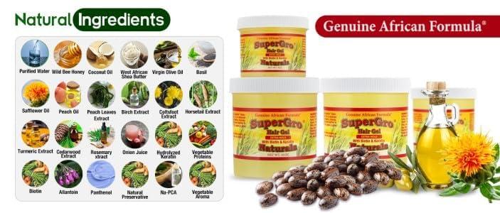 AFRICAN FORMULAS Genuine African Formula SuperGro Extra Hold Gel for Natural Hair Styling - 16 oz