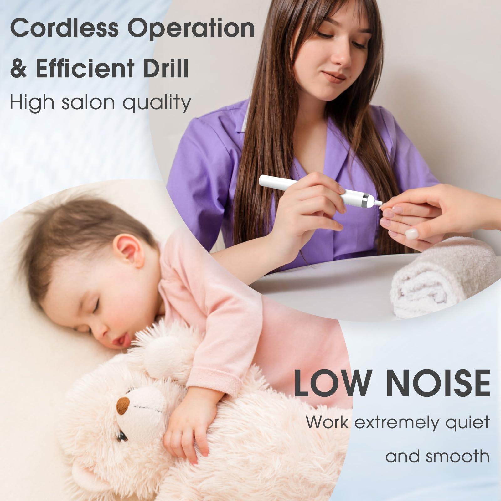 MMK MMK Electric Nail Drills with LED Light5 in 1 Electric Nail FileProfessional Pedicure Tools for Feet4 Speed Cordless Nail Drill Care Hand and Foot Electric Remover Care Your Skin and Nail White