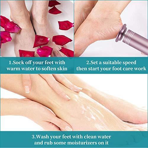 Hleane Electric Foot Callus Remover (Speed Adjustable), Portable Foot Sander, Professional Callous Remover for Feet with 60pcs Replacement Sandpaper Discs and 10 in 1 Pedicure Tools Kit, Pink