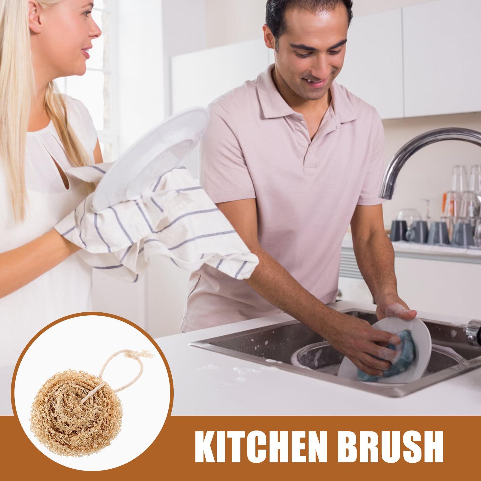 LUOZZY LUOZZY 8 Pcs Natural Loofah Sponge No Scratch Loofah Dish Sponge Dish Washing Scrubber Handheld Loofah Convenient Scrubber