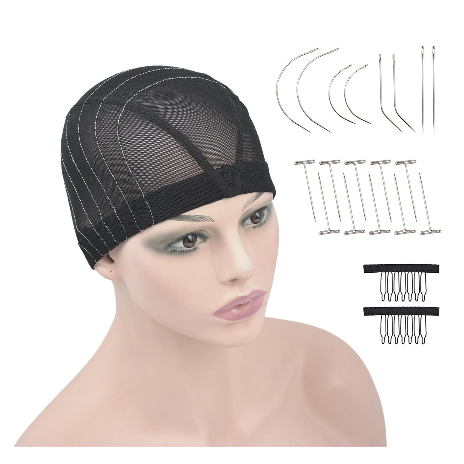 YTBYT Mesh Dome Caps Wig Cap with Guideline Map for Wig Making Stretchable Wig Caps for Beginners Making Wigs (4x4 L)