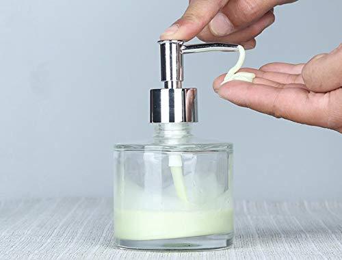 ASTRQLE 1PC Transparent Square Glass Empty Pump Dispenser Bottles Jar Pot Container For Body Wash Shower Bathroom Liquid Lotion Cosmetic Cream Makeup Foundations(250ML / 8oz)
