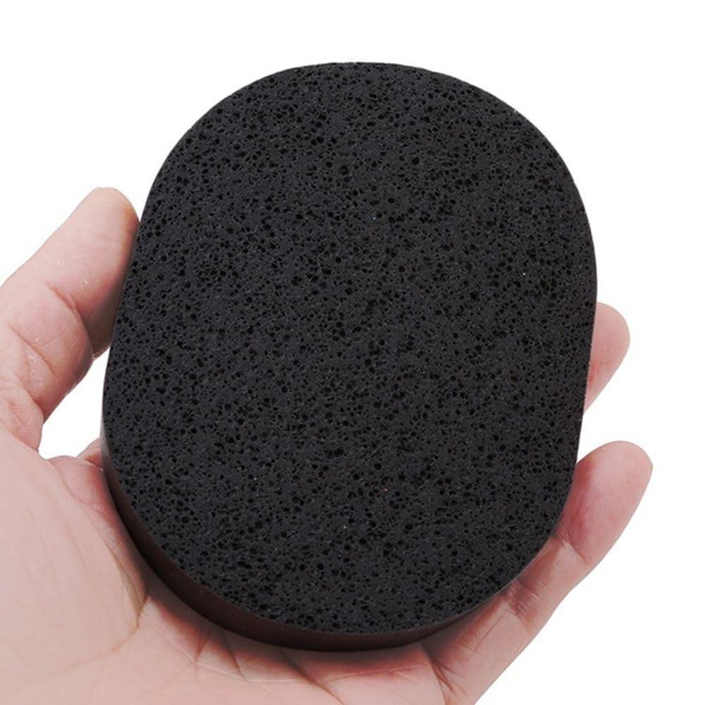 MinLia Black Round Bamboo Charcoal Sponge Powder Puff, Washing Puff Sponge for Daily Facial Cleansing and Exfoliating