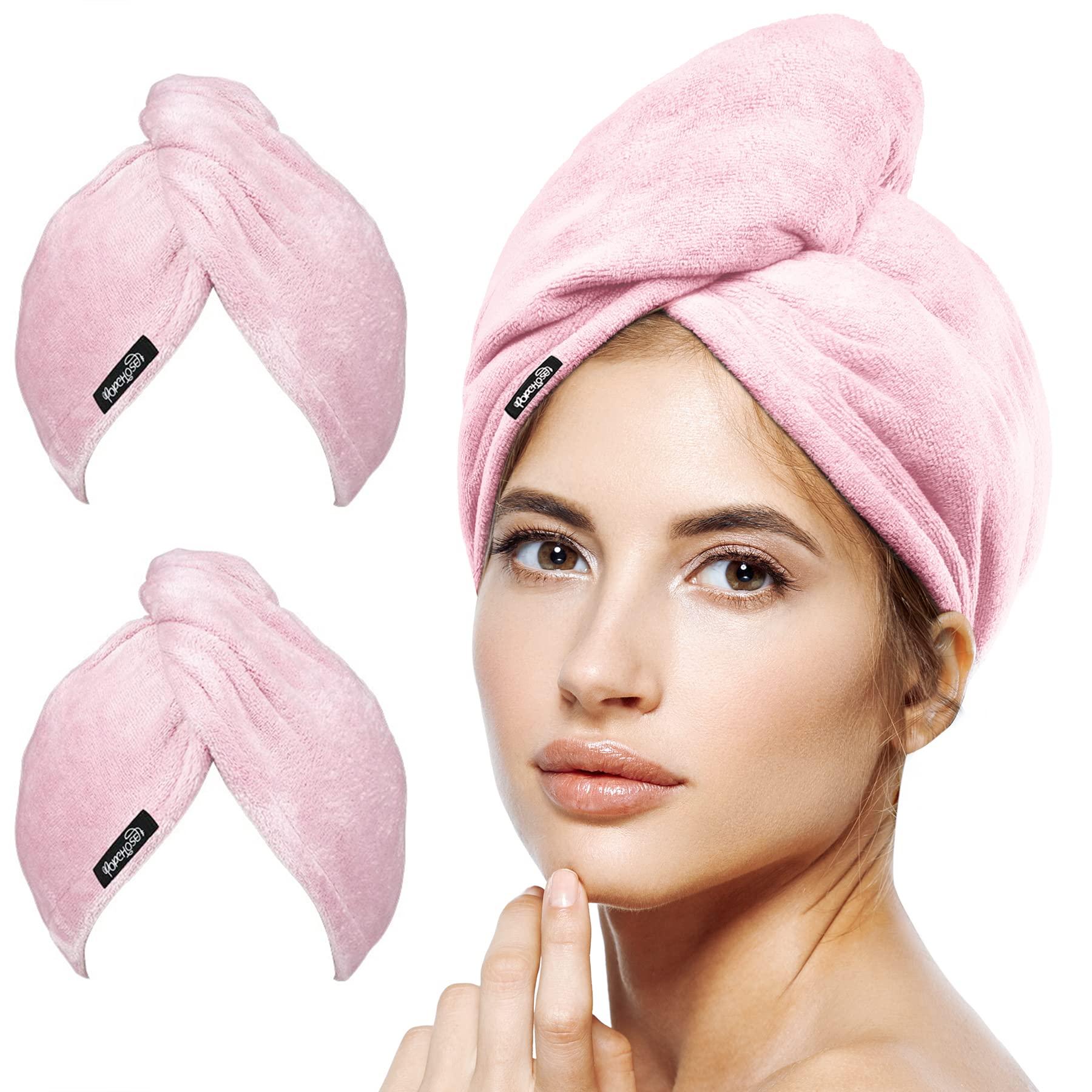 POPCHOSE POPCHOSE Microfiber Hair Towel Wrap Ultra Absorbent, Fast Drying Hair Turban Soft, No Frizz Hair Wrap Towels for Women Wet Hair, Curly, Longer, Thicker Hair