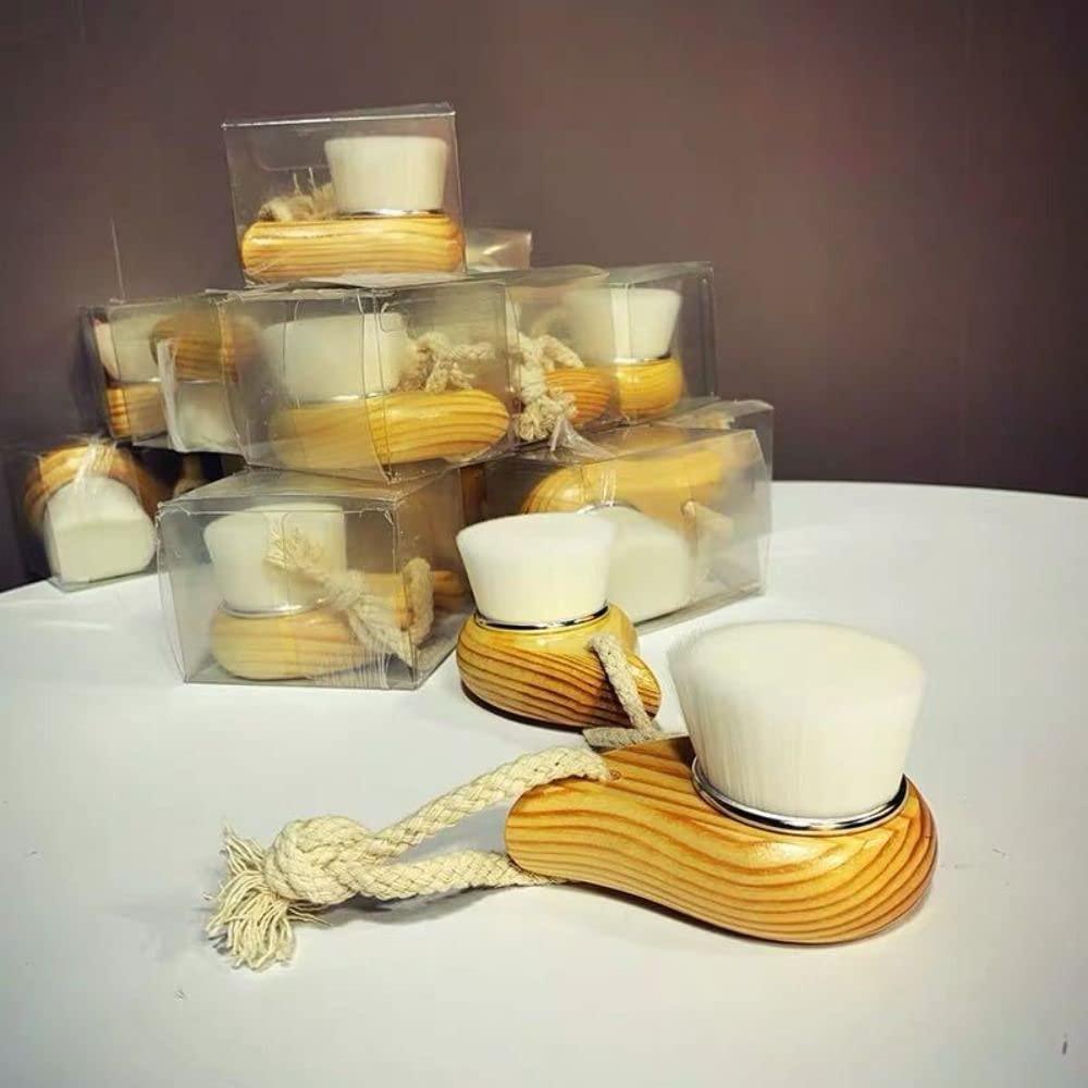 ShuaiXiang Wooden Handle Wash Face Brush, Deep Cleansing Massage Scrubber, Soft Fiber Facial Cleansing Brush, Home Use Skin Care Tool(03)