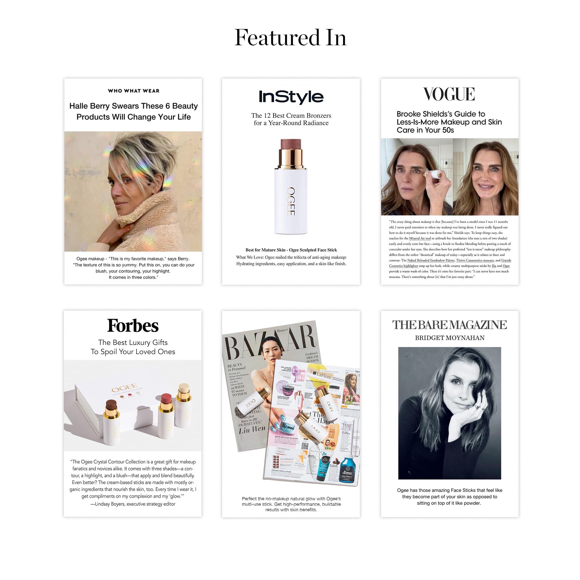 Ogee Ogee Face Stick Trio - Golden Contour Stick Makeup Collection - Certified Organic Bronzer, Blush Stick, and Highlighter Stick for a Flawless Look