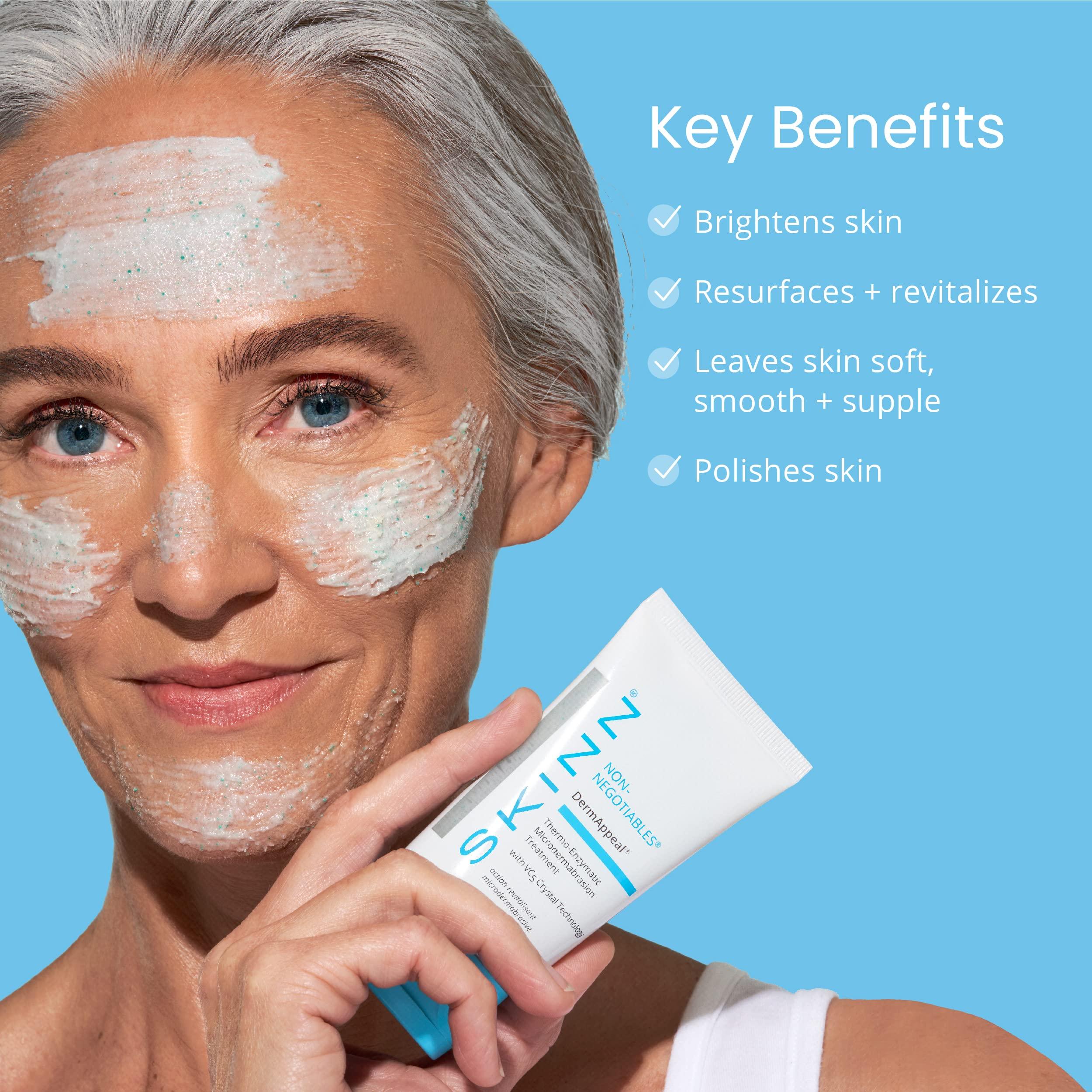 SKINN SKINN DermAppeal Microdermabrasion Treatment for Smoother, Brighter, and Clearer Skin, 1oz - Exfoliating Facial Scrub Removes Dead Skin and Smooths Wrinkles and Fine Lines for Flawless, Glowing Skin