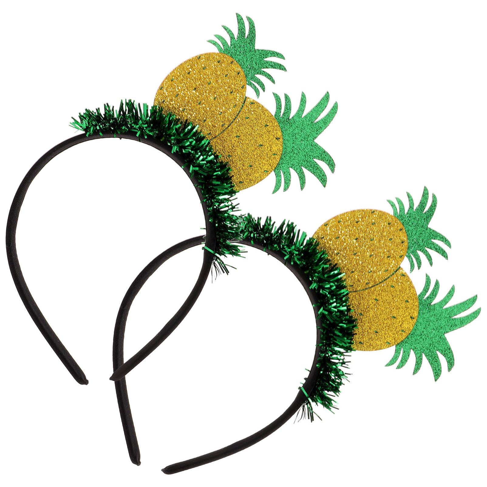 Ipetboom Ipetboom Pineapple Headband, 2pcs Hawaiian Tinsel Pineapple Head Boppers, Glitter Fruit Beach Pool Summer Party Hair Hoop Headwear Tropical Hair Accessories Decorations