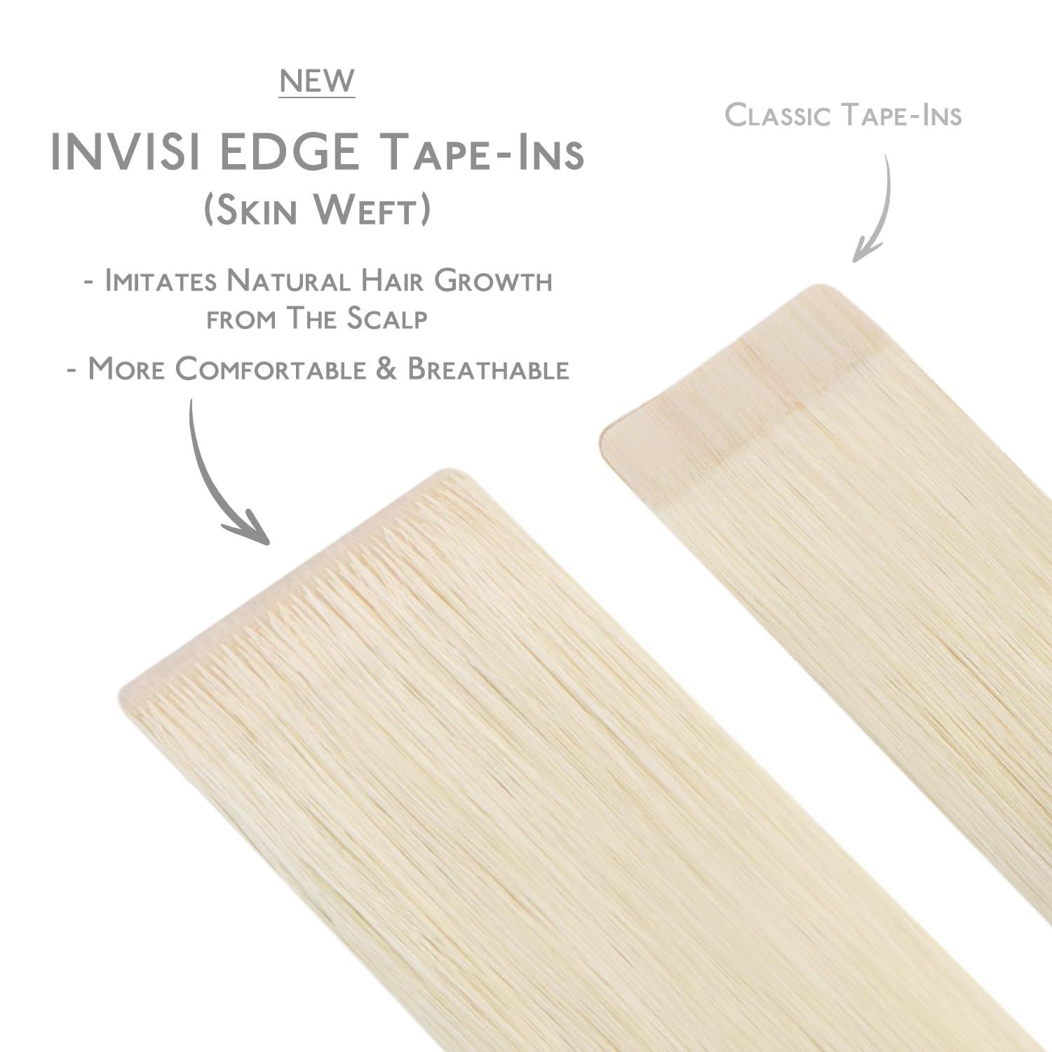 Wennalife WENNALIFE Invisi Edge Tape in Hair Extensions Human Hair, 22 Inch 50g 20pcs Platinum Blonde Invisible Luxury Remy Hair Extensions Natural Seamless Injected Tape Ins Straight Extensiones De Cabello