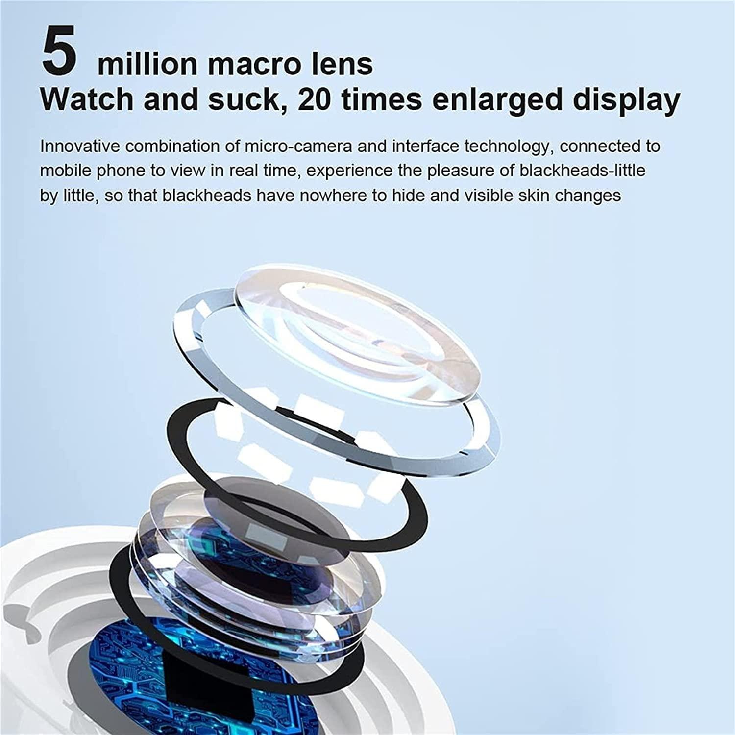 Dongng Dongng Pore Cleaner Vacuum Suction Blackhead Remover Electric Pimple Suction Vacuum Suction Blackhead with Camera and 6 Interchangeable Probes LCD Screen Ideal Gift