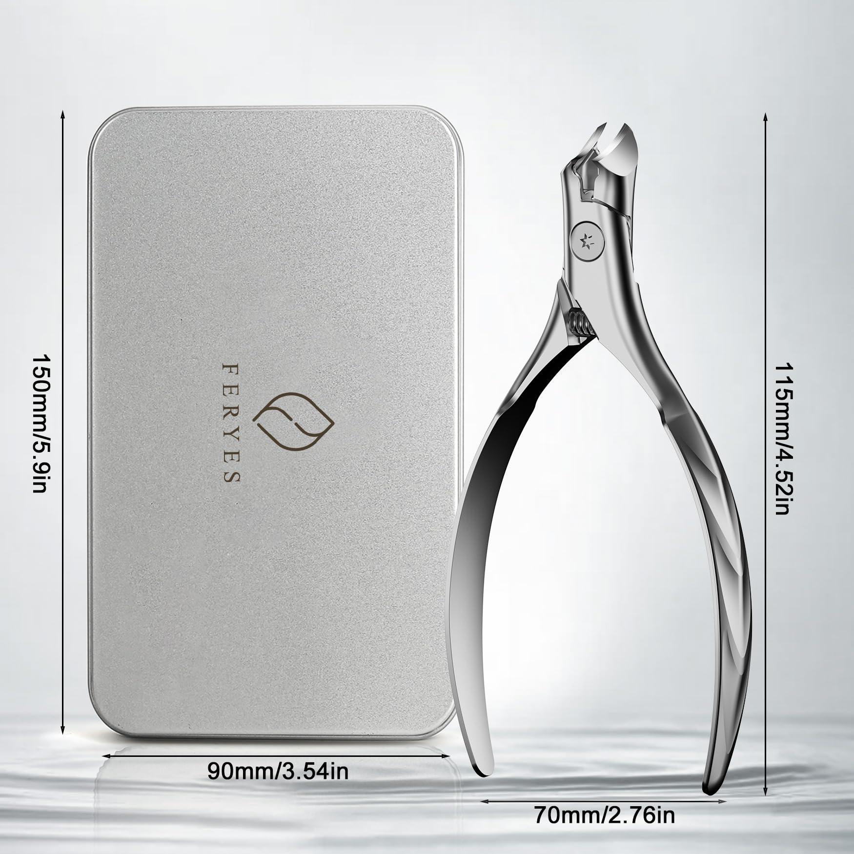 FERYES FERYES Wide Jaw Thick Toenail Clippers Thick Toenails - Precision Stainless Steel Toe Nail Clippers for Thick Nails for Seniors with Catcher - Silver