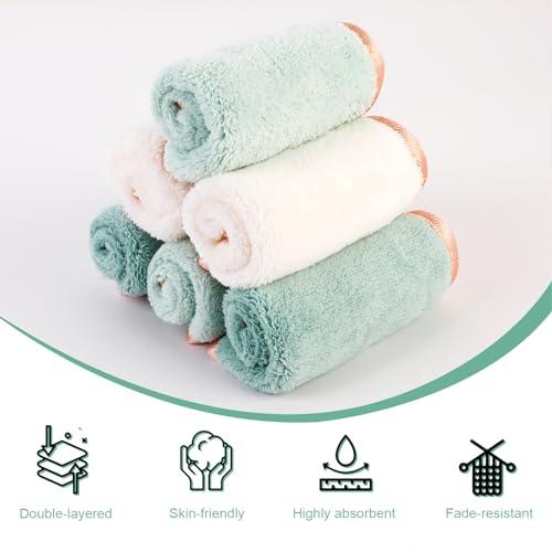 PHOGARY PHOGARY Microfiber Makeup Remover Cloth, 6 Pack Reusable Makeup Eraser Cloth for Face, Microfibre Erase Your Face Washcloths, Make up Cloth Remover Towel - Gentle on Skin (8 x 8in, Green)