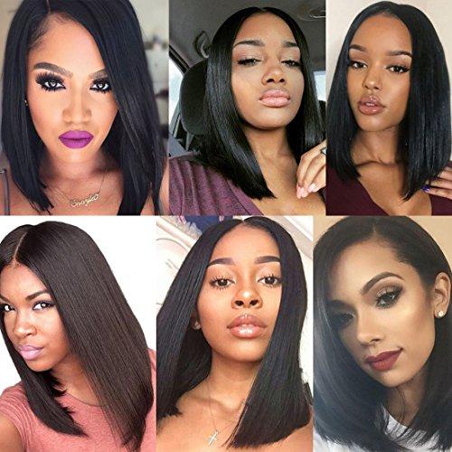 LIYATE LIYATE Brazilian Hair Straight Human Hair Weave Bundles 50g/pcs 4 bundles One Set in Total 200g Short Hair Extensions for Women (8\" 8\" 8\" 8\")
