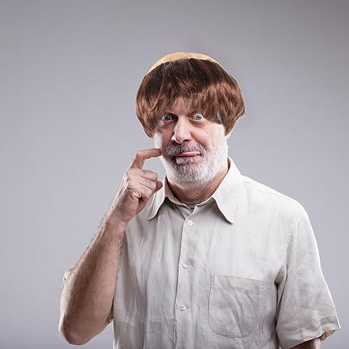 FOMIYES FOMIYES Halloween Monk Costume Wig Bald Cap Wig with Brown Friar Hair Funny Makeup Props Monk Cosplay Halloween Fancy Dress Accessories Headwear