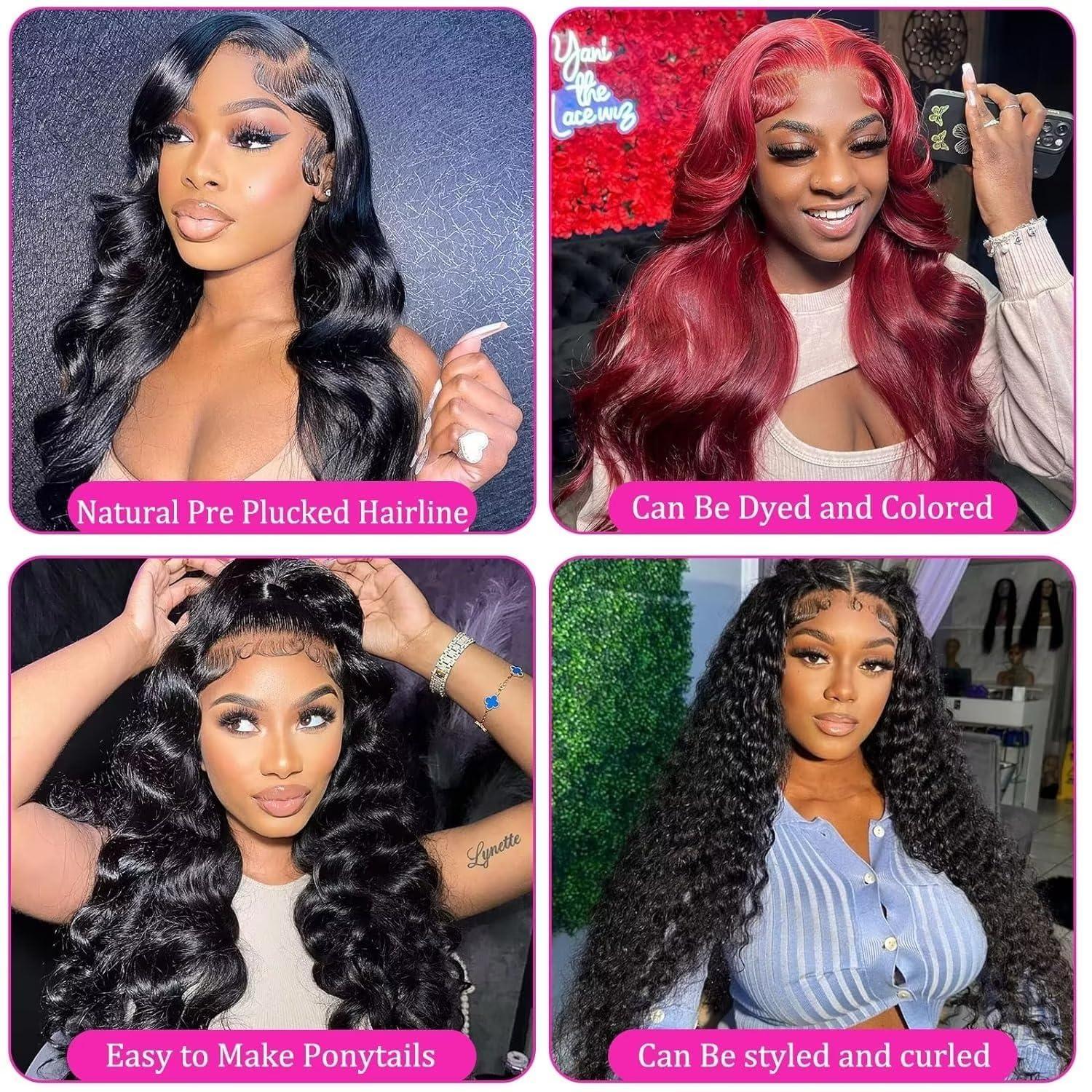 celaude celaude Body Wave 360 Lace Front Wigs Human Hair Pre Plucked 360 Full Lace Frontal Human Hair Wigs for Women Hd Lace Wig with Baby Hair Around Natural Color 32 inch