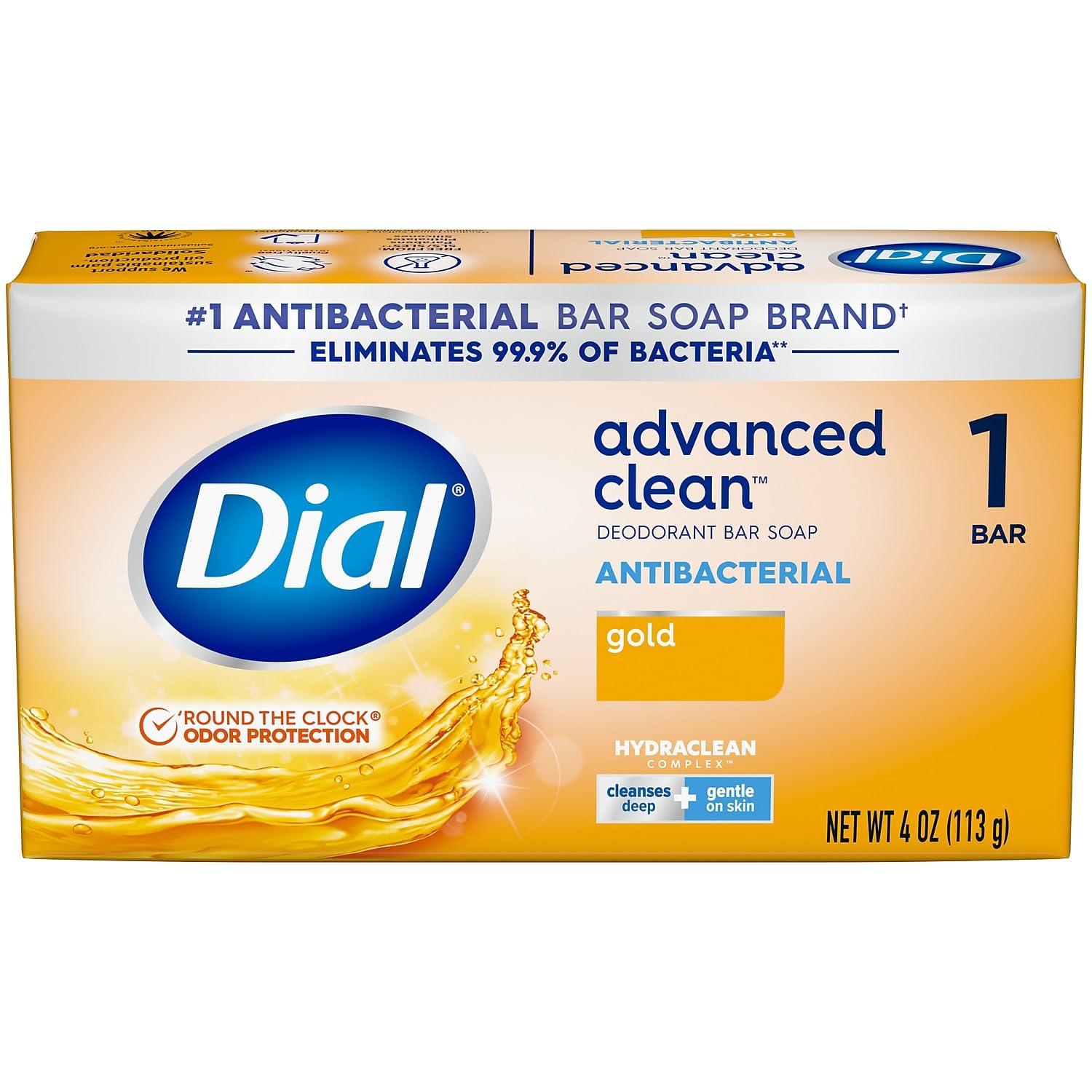 Dial Dial Advanced Clean Antibacterial Deodorant Bar Soap, Gold Scent, 4 Oz., 36 Bars/Box (00052336926172)