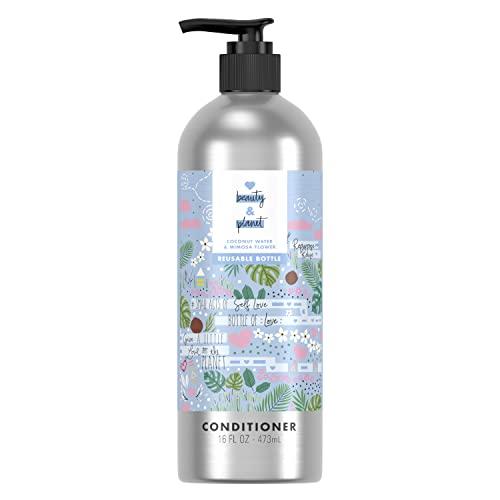 Love Beauty And Planet Love Beauty And Planet Silicone-Free Conditioner Thickening Conditioner for Fine Hair Coconut Water and Mimosa Flower in Reusable and Refillable Aluminum Bottle 16.5 fl oz