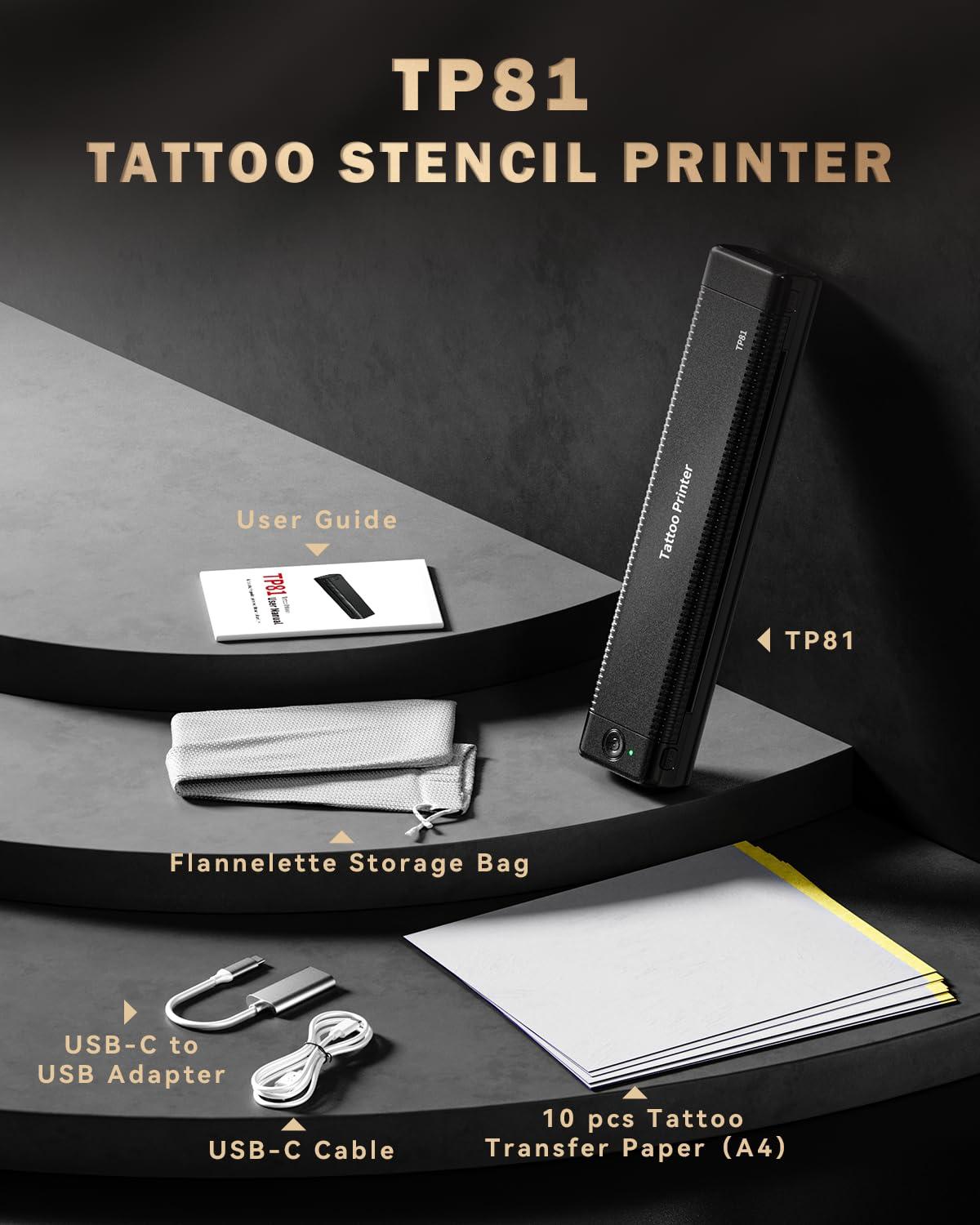 ItriAce ItriAce Tattoo Stencil Printer Bluetooth, Stencil Printer for Tattooing with 10pcs Paper, Thermal Tattoo Printer Machine for Tattoo Artist, Wireless Tattoo Transfer Printer Compatible with Phone PC