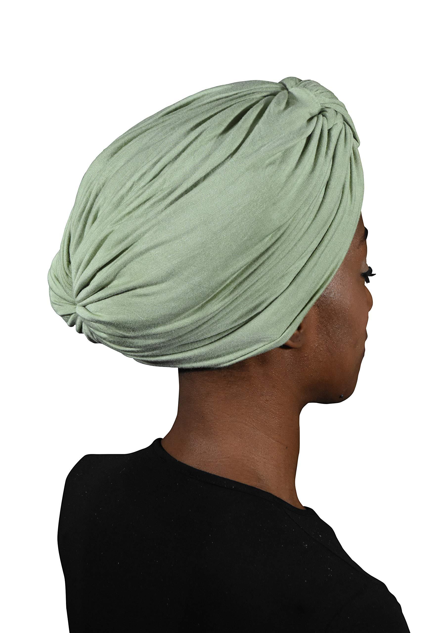 Landana Headscarves Landana Headscarves Turbans for Women with Twist/Knot Front and Silver Stud (Light Green)