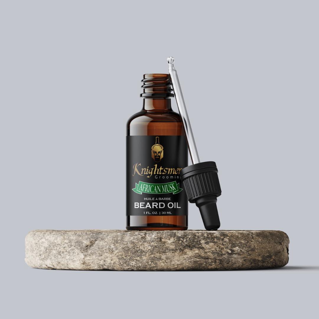 Knightsmen Grooming Knightsmen Grooming Men's African Musk Beard Oil Made in Canada featuring Rosemary Oil, Coconut Oil, Argan Oil, Jojoba Oil, Castor Oil, Grapeseed Oil + Vitamin E.