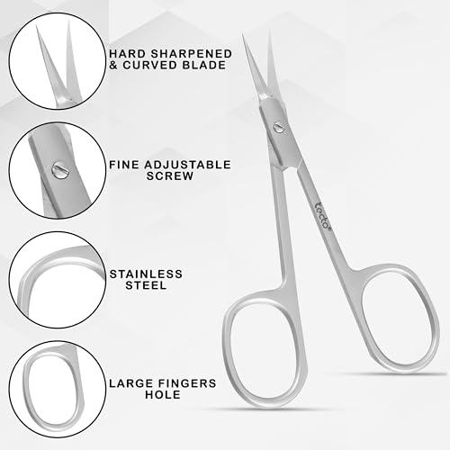 Tecto Tecto Professional Nail Scissors, Stainless Steel Manicure Scissors,Cuticle Scissors, Multi-Purpose, Eyelashes, Eyebrow, Toenail for Women and Men (Extra Fine Tip Nail Scissor)
