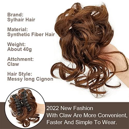 Generic Synthetic Messy Curly Chignons Short Hair Extension hair bun Donut Roller Bun Wig Claw Clip In Hairpiece For Women Gray