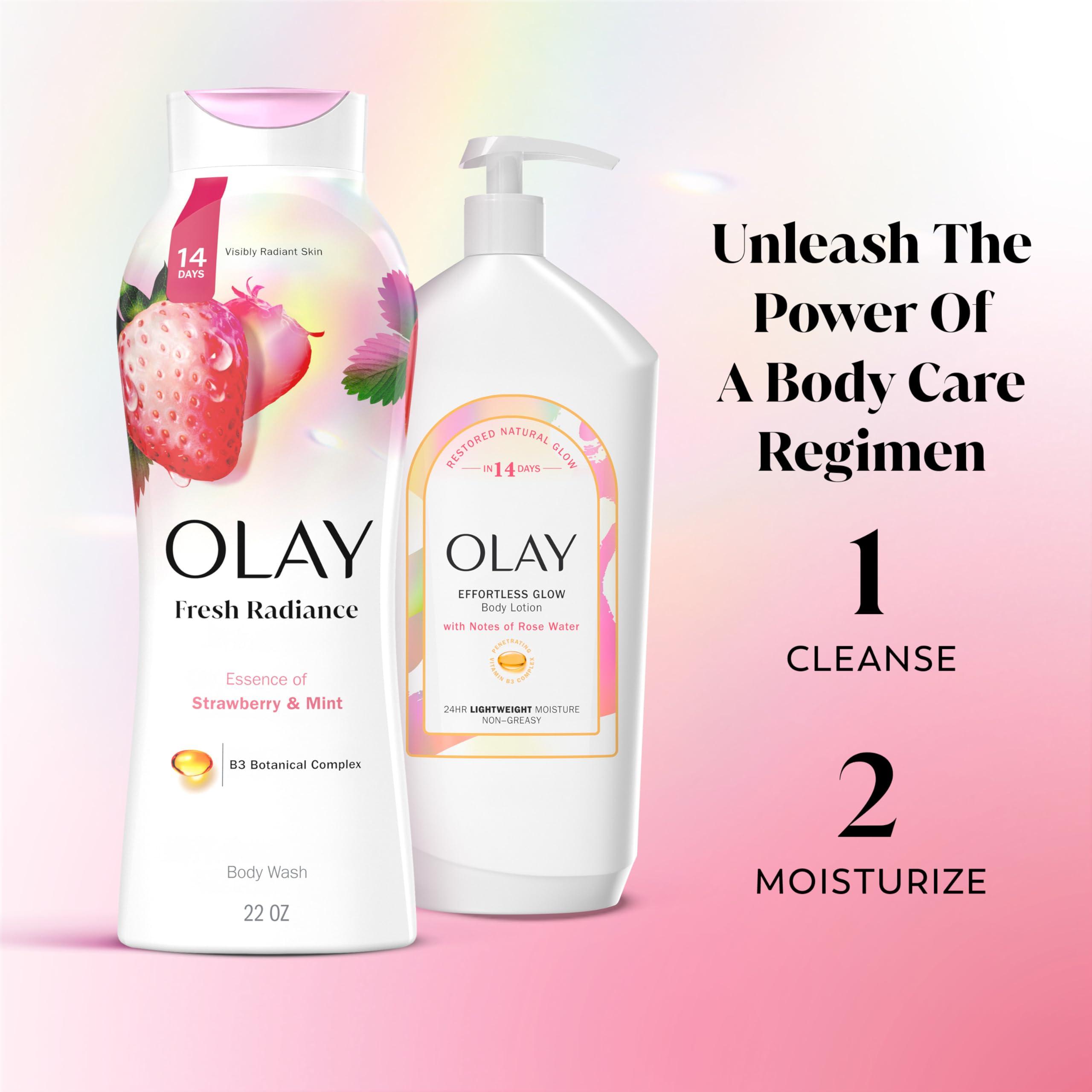 Olay Olay Fresh Outlast Cooling White Strawberry & Mint Scent, Hydrating Body Wash for Women, 3.0 oz (Pack of 24)