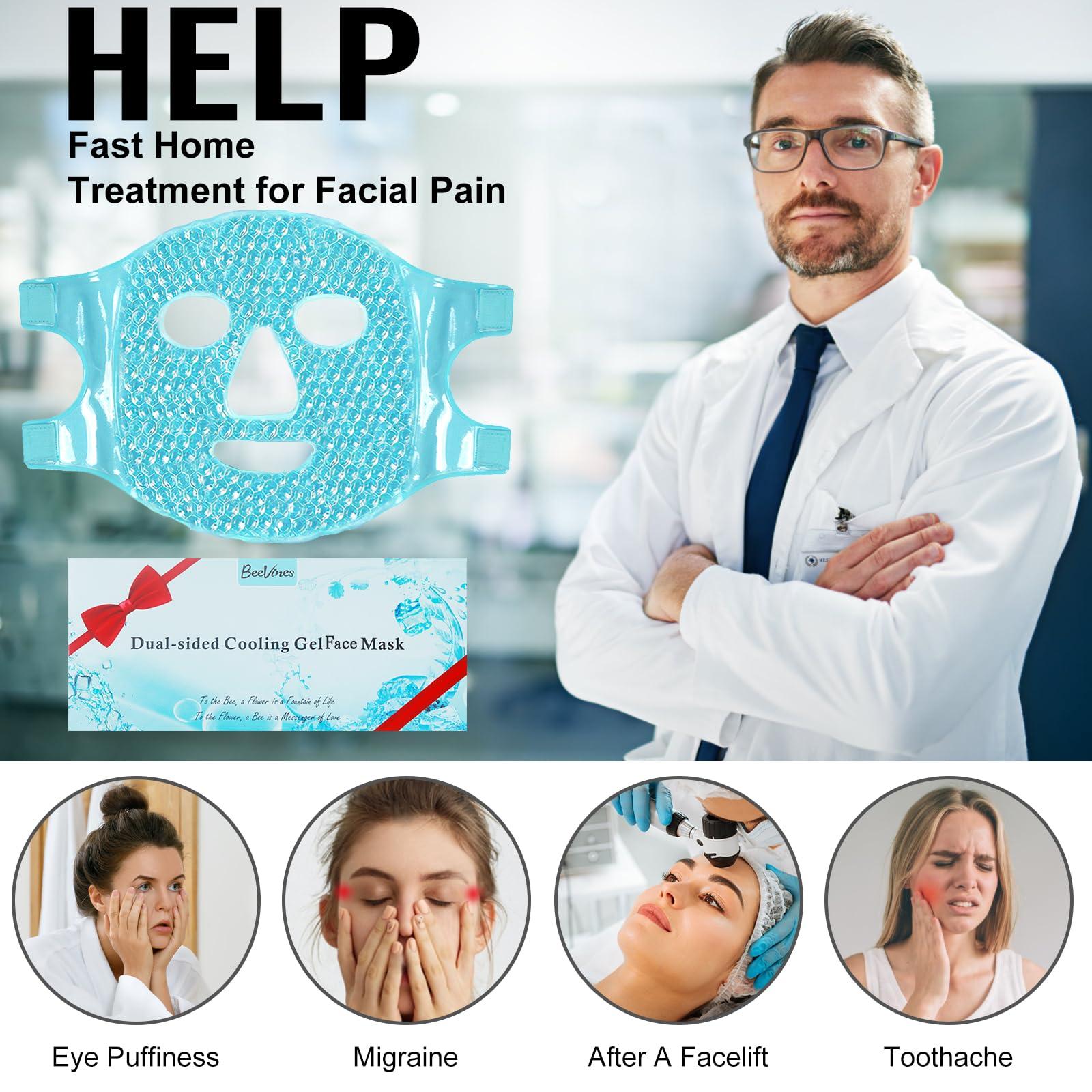 BeeVines BeeVines Ice Face Mask, Cooling Gel Pack for Puffy Eyes, Cold & Hot Reusable Compress, Frozen Eye Packs Masks for Women for Dark Circles, Puffiness & Allergies (Blue)