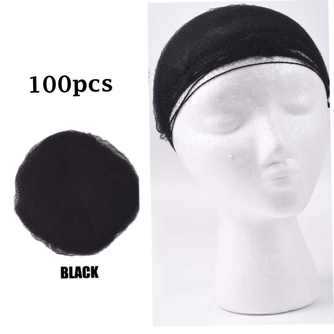 NASSMOSSE Hair Nets Elasticity Invisible Hair Net Elastic Mesh Wig Nets for Hair Bun Making Ballet Dancer Kitchen Food Service 100PCS Black