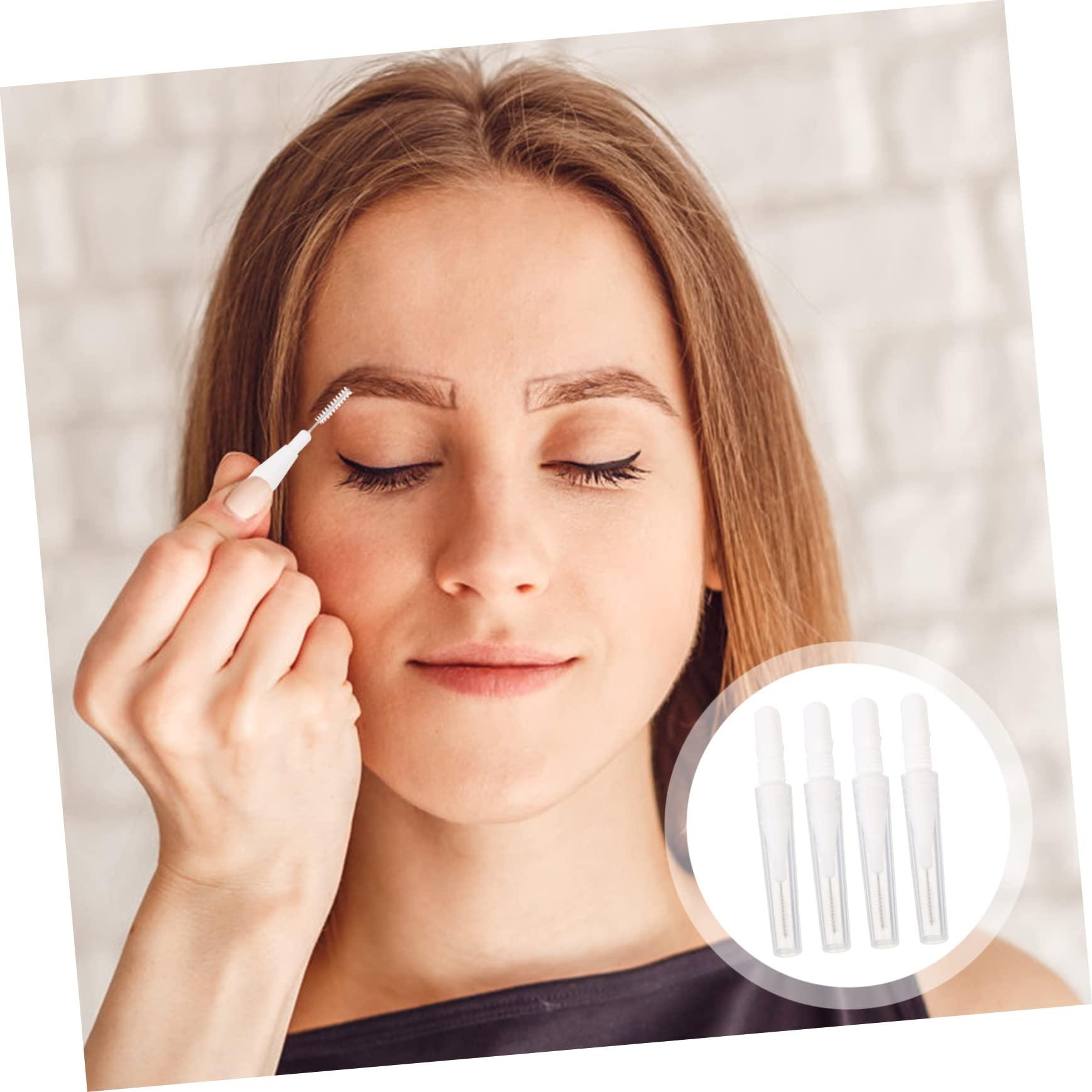 MERRYHAPY MERRYHAPY 20pcs Micro Eyebrow Brush with Cap Palette Eyelash Cosmetic Kit Eyebrows Tiny Eyebrow Comb Lashes Fluffy Wispy Mini Brow Brush Razor Glitter Mascara Mini Makeup Brush Pp White