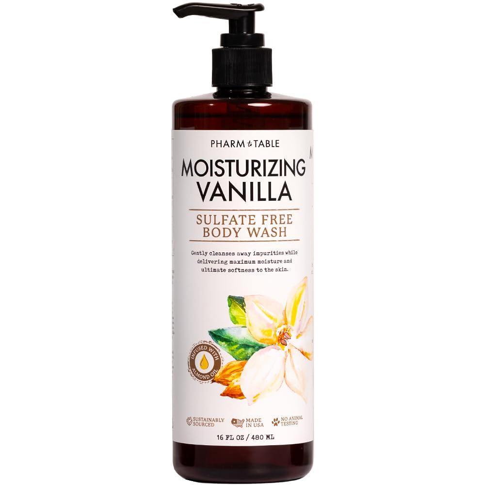 PHARM TO TABLE PHARM TO TABLE Moisturizing Vanilla Body Wash for Women and Men - Moisturizes and Softens the Skin, Sulfate Free, 100% Cruelty Free, 480ml