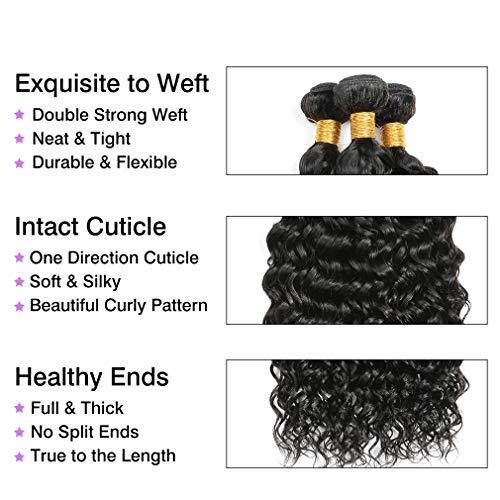 Genrein 8A Grade Curly Human Hair Bundles Brazilian Curly Virgin Human Hair Weave 3Bundles 100% Unprocessed Human Hair Extensions 16 18 20 inch Remy Human Hair Wefts Total 300g